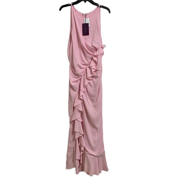 TALBOT RUNHOF Ruffle-trimmed Fitted Gown In Pink size 16‎ NWT $2050 - Picture 2 of 7